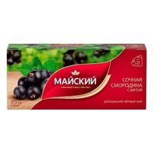 Чай черный Майский Сочная смородина с мятой в пакетиках 1,5 г х 25 шт