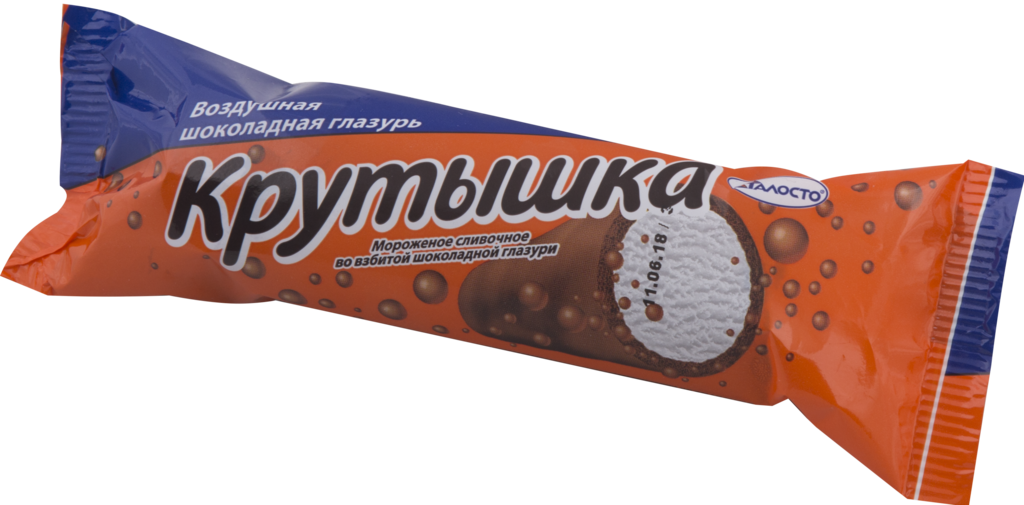 Мороженое ТАЛОСТО Крутышка во взбитой шоколадной глазури 8%, трубочка, 
90г (Россия, 90 г)