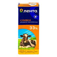 Сливки питьевые Лента ультрапастеризованные 33% 200 мл