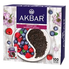 Чай черный Akbar Малина и Черника в пакетиках 1,5 г х 100 шт