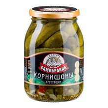 Огурцы Скатерть-Самобранка корнишоны хрустящие маринованные 500 мл