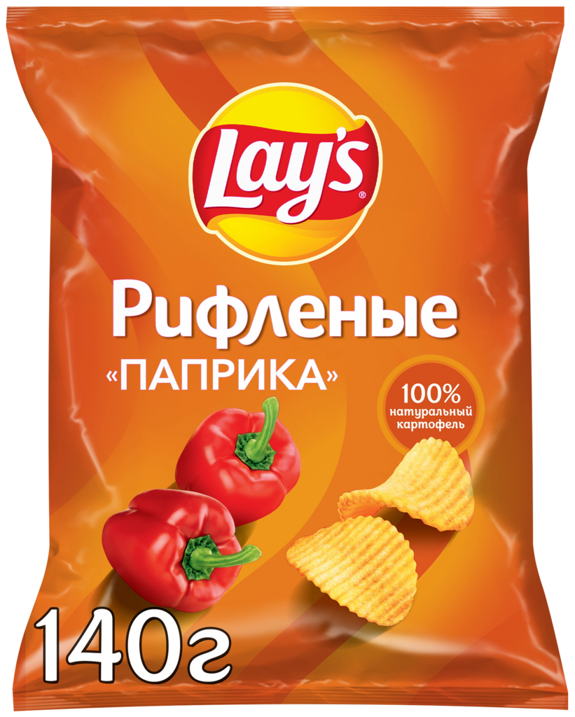 Чипсы картофельные LAY'S Рифленые Паприка, 140г (Россия, 140 г)