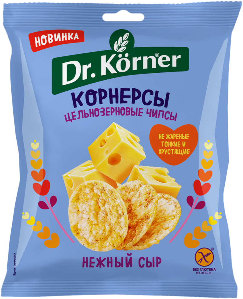 Чипсы рисово-кукурузные DR KORNER с сыром, 50г (Россия, 50 г)