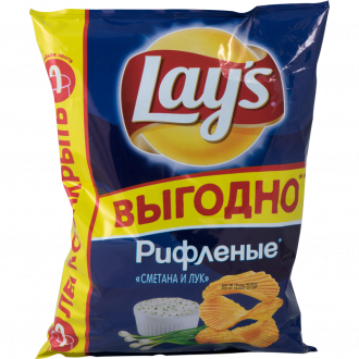Чипсы картофельные LAY'S Сметана и лук, 225г (Россия, 225 г)