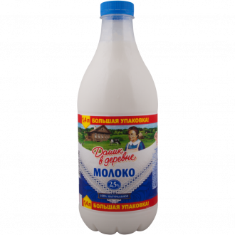 Молоко пастеризованное ДОМИК В ДЕРЕВНЕ 2,5%, без змж, 1400мл (Россия, 1400 мл)