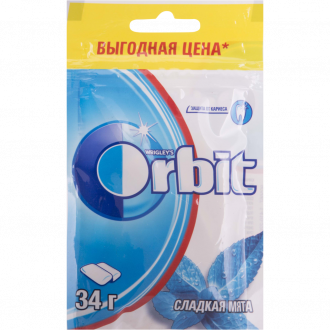 Жевательная резинка ORBIT Сладкая мята, в пакете, 34г (Россия, 34 г)