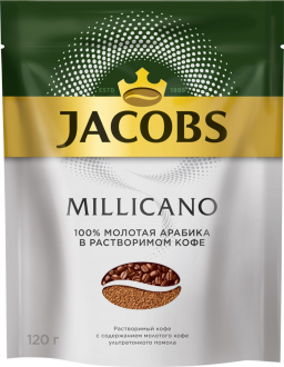 Кофе растворимый JACOBS Millicano, 120г (Россия, 120 г)