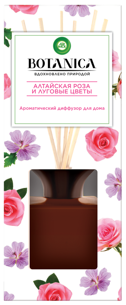 Арома-диффузор AIR WICK Botanica Алтайская роза и луговые цветы с деревянными палочками, 78г (Венгрия, 78 г)